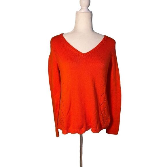 Anthropologie MOTH deep orange v-neck sweater with back tie - S - Picture 1 of 9